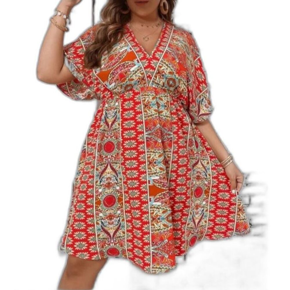 Shein Woman’s Dress 3XL Red Print NWT